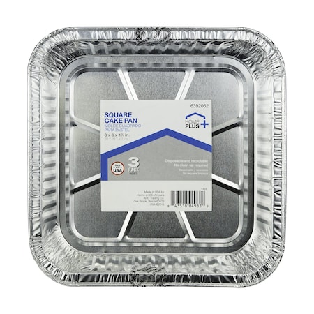 Home Plus Home Plus Durable Foil 8 in. W X 8 in. L Square Cake Pan Silver 3 pk D11030